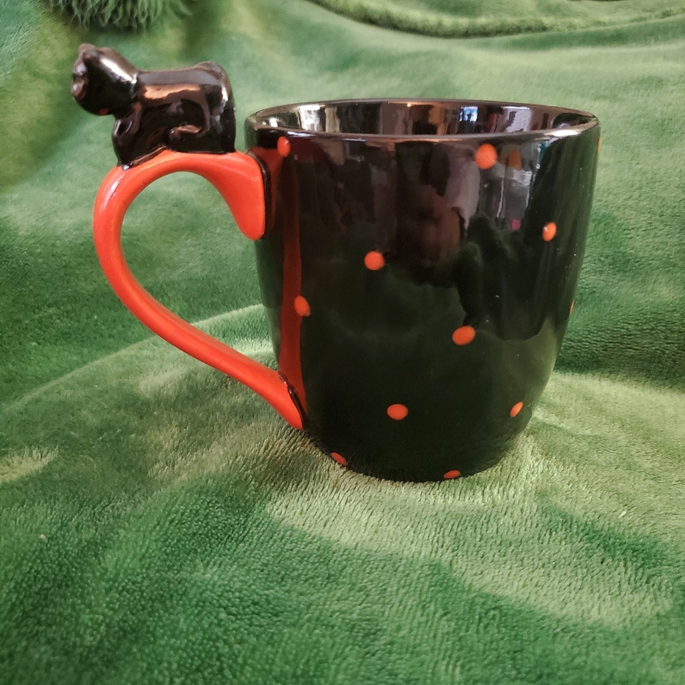 Global Design connections mug Halloween  cat pumpkin 14 OZ
